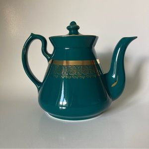Vintage Hall 080X 6 Cup Dark Teal Teapot Made in USA